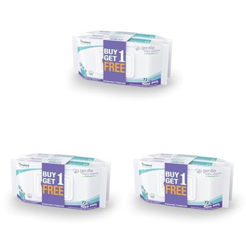 Image of Himalaya Gentle Baby Wipes with Lid (72 wipes x6 packs -144 wipes) |100% Biodegradable Plant-based fabric | Indian Lotus & Aloe Vera | Skin Friendly PH| Extra Soft