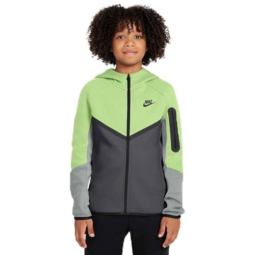 Nike B NSW TCH FLC FZ-PD Chaqueta, Lt Liquid Lime/Anthracite/Blac, 12-13 años para Niños