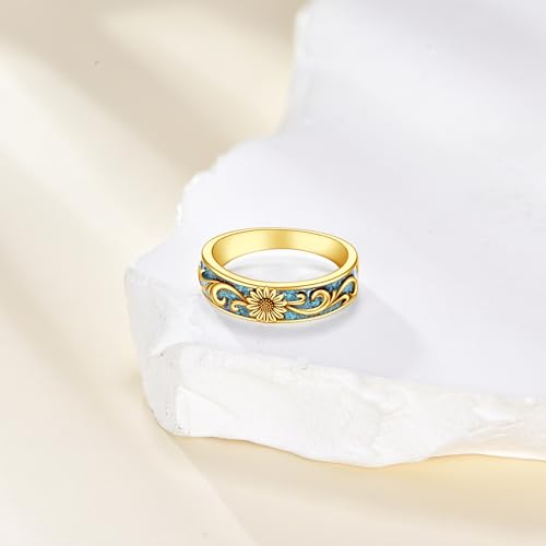 Personalized Turquoise Ring Customized Sterling Silver 10k/14k/18k Real Gold Engagement Ring Set for Women Wedding Ring Set（4-15）3