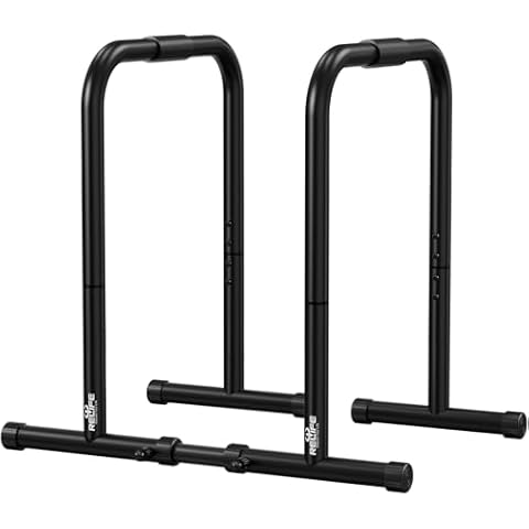 RELIFE REBUILD YOUR LIFE Dip Station Functional Heavy Duty Dip Stands Fitness Workout Dip bar Station Stabilizer Parallette Push Up Stand (Black) Cover