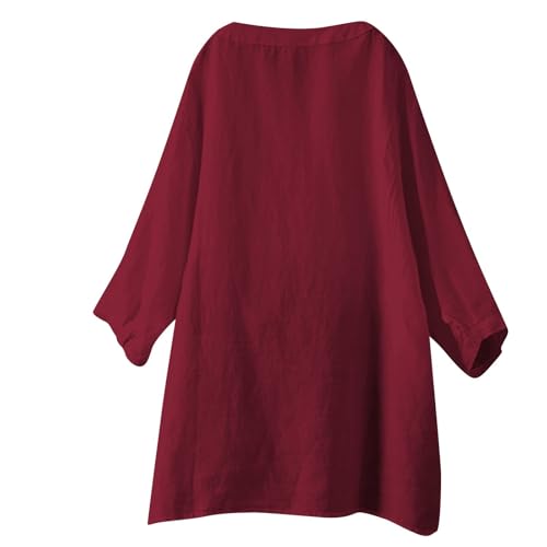 Girls Cotton Linen Button Shirts Rolled Cuffed Short Sleeve Blouse Teens Preppy Casual V Neck Solid Plain Tees Tops3