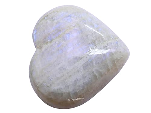 Image of Crystal Heaven Certified Moonstone Heart Palm Pebbles Stones For Anxiety Stress Relief Massage - Aaa Grade Original Healing Gemstone Agate Heart Palm Stone For Yoga Meditation Spiritual