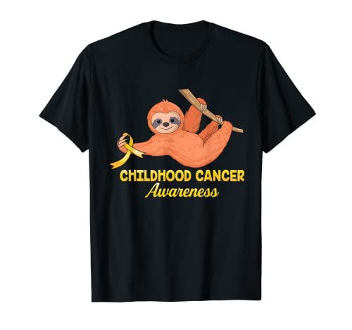Lindo apoyo perezoso con cinta Concientización sobre el cáncer de la infancia Camiseta