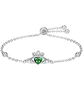Irish Claddagh Armband Damen Sterling Silber Keltisches Herz Claddagh Armbänder mit grünem Zirkon...