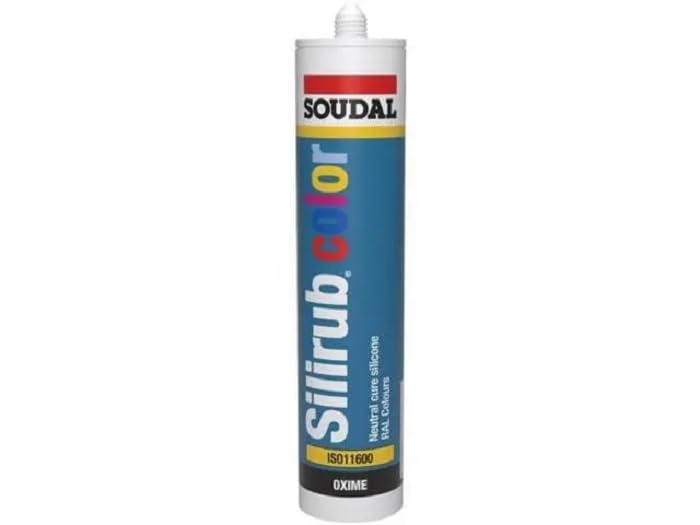 Soudal Silirub Color Colour Oxime Neutral Cure Premium Silicone Sealant Cartridge 300ml For Internal & External Works Bathrooms, Kitchens, Flooring, Windows & Doors (RAL7012 (Basalt Grey), 300ml)