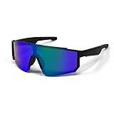 QJF Sport Smart Glasses, Unisex Polarized Bluetooth Sunglasses Built-in Mic & Open Ear Music Speakers, UV Protection for Cycling/Running/Baseball (Blue)