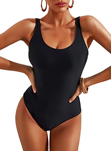 Aleumdr Womens Bathing Suits Athletic Training Swimsuits Swimwear One Piece Swimsuits Racerback Athletic Bathing Suits Sports Training Swimwear Black X-Large 14 16