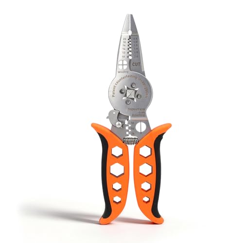TOOLUTION Pince à Dénuder, 20 cm – 8-en-1 Pince Electricien Multifonction pour Électricien, Dénuder, Sertir, Couper, Clé à Molette – Outil en Acier...
