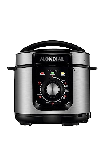 Panela de Pressão Elétrica 5L, Mondial, Preto/Inox, 900W, 220V - PE-48-5L-I