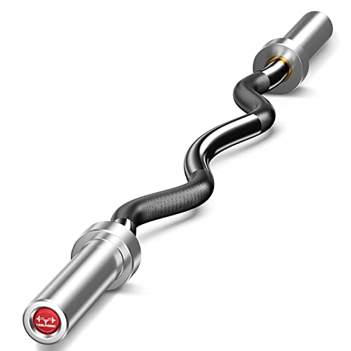 Olympic Barbell EZ Bar Curl Bar - Barra de 4 pies, 5 pies, 7 pies para discos de peso de 2 pulgadas, perfecta para fitness en casa (300 libras/330 libras/400 libras/700 libras/1000 libras) (negro-22