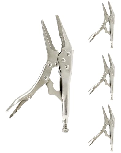 QWORK Original Locking Pliers - 4 Pack 9 Long Nose Curved Jaw 2-3/4 Max Opening