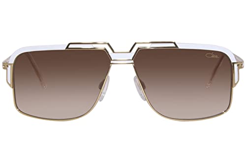 Cazal Legends Cazal 9103 004 Sunglasses White/Gold/Brown Gradient Rectangle Shape 61mm Lens-61 Bridge-12 B-43 ED-65 Temple-1402