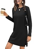 Sampeel Dresses for Women 2025 Casual Long Sleeve Tshirt Dress Black Fashion Business Casual Teacher Outfits M