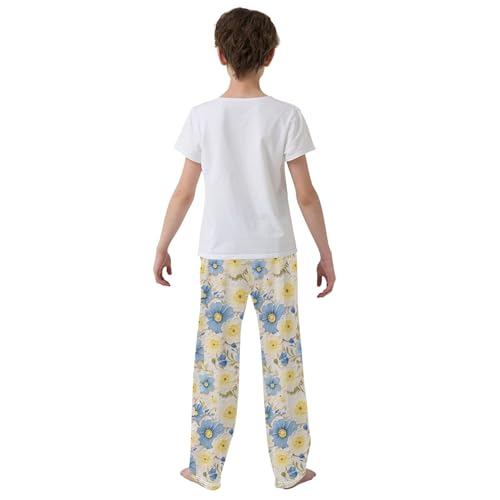 Flowers Long Pajama Pants Elastic Waist PJ Bottoms with Pockets S A1129134