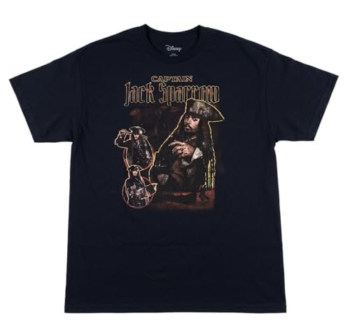 Disney Pirates of the Caribbean Captain Jack Sparrow Heritage T-Shirt(Black Medium)
