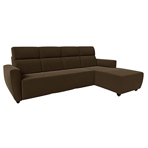 Image of Wakefit L Shape Sofa Set for Living Room | 3 Seater + Right Aligned Chaise - Belize (Dark Earth)