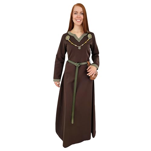 Vehi Mercatus Mittelalter Kleid Langarm, mit Borte Sigyn Baumwolle- Blau, Rot, Gr??n, Schwarz oder Braun- Mittelalter, LARP, Reenactment (DE/NL/SE/PL,...