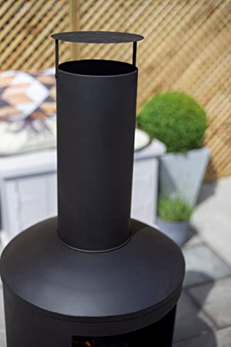 La Hacienda Barola Contemporary Steel Chiminea Patio Heater Outdoor Black