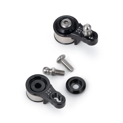 WEFEINO 2PCS Alloy 25T Steering Servo Arm Horn Upgrade Parts for 1/10 RC Tra-xxas TRX-4 Crawler Car (Black)