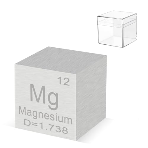 Image of 0.39 inch Magnesium Metal Element Cube 10MM Density Cubes 99.99% High Purity, Periodic Table of Elements Collection for Element Collections Hobbies, Pure Magnesium Cube(Mg 0.39 Inch)