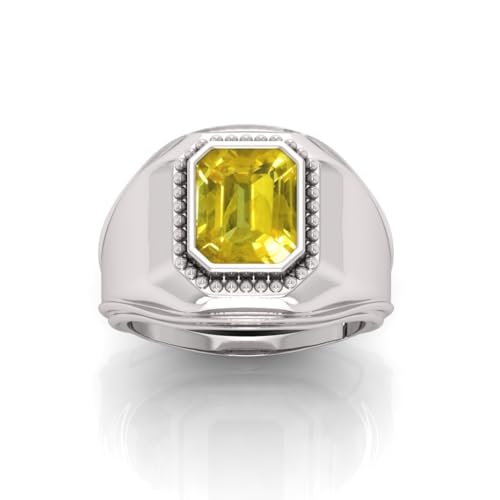 Bague saphir jaune ajustable pour doigt sensible taille 16 à 22 en argent