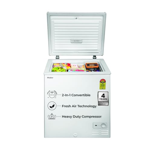 Image of Haier HFC-175SM5, 5 Star Rating, Single Door Convertible Deep Freezer, Inside Metal Liner with Deo Fresh Technology, Compact Design & Removable Gasket (White 146L)