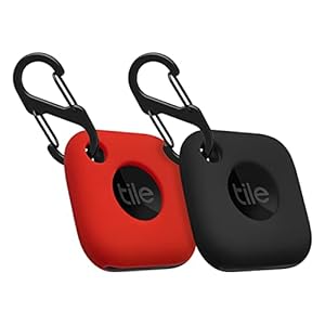 Aocar Silicone Case for Tile Mate 2022 Tracker, Soft Flexible Scratch Resistant Cover with Carabiner (2 Pack Black+Red)