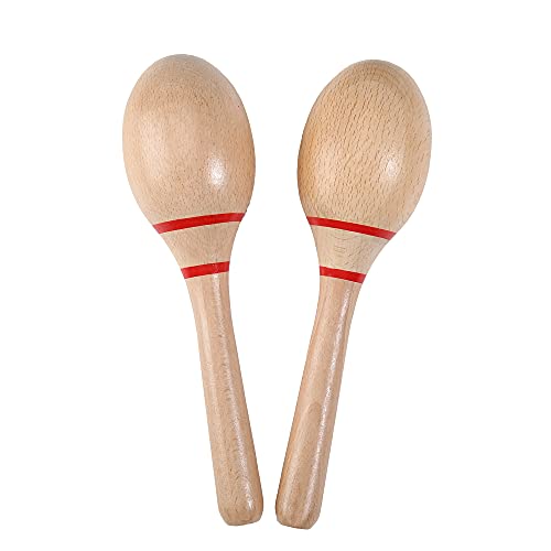 image for DOMG Maracas, Professional Wooden Rumba Shakers Hand Percussion Rattle