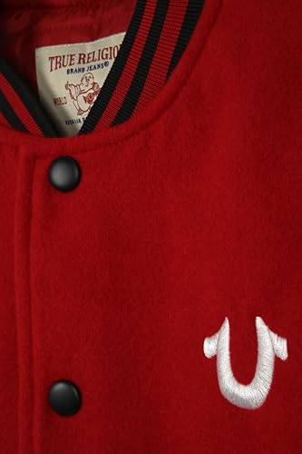 True Religion Boys Varsity Jacket – Stylish Button Front Jacket with Faux Leather Sleeves3