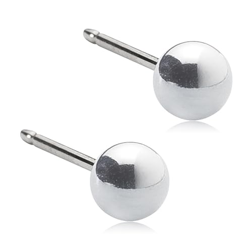 Blomdahl | Hypoallergenic | Silver Titanium Ball Stud Earrings | Best Choice For Sensitive Ears