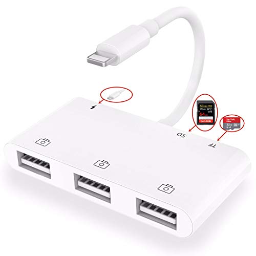 LAOSIJI 6in1 SD TF Card Reader Adapter, USB OTG Camera Adapter for Camera Memory Card, Compatible with i Devices Phone Pad, Work with Mouses Keyboards Hubs U-Disks