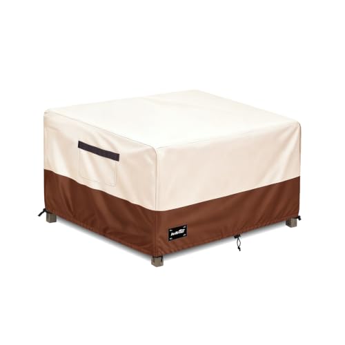 Jin Hrtoyi Patio Square Table Cover 40Wx40Dx23H Inches 100% Waterproof Heavy Duty Outdoor Coffee Table Cover Beige&Brown Modern Style Outdoor Furniture Covers