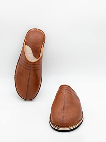 Moroccan babouche shoe | Leather slipper | Unisex Handmade Babouches slippers Dyed With Natural Color | babouche men | babouche women (43 EU, Camel)3