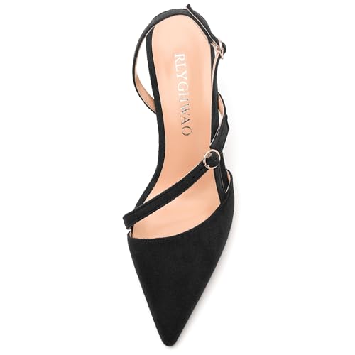 Women's Slingback Pumps, Buckle Pointed Toe High Heels, Slip On Fashion Solid Suede Daily Working Wedding Shoes for Women3