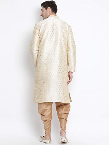 Image of VASTRAMAY Men's Royal Blue Cotton Silk Blend Kurta and Dhoti Pant Set