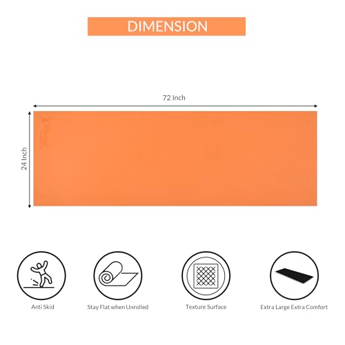 Fitness Mantra® 6mm Yoga Mat with Carrying Strap for Gym Workout and Yoga Exercise Anti-Slip Yoga Mat for Men & Women Fitness|Color Orange| 4 31LY6IeXwgL
