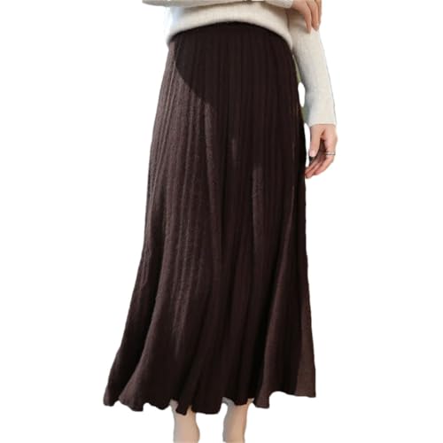 Women Wool Knitted Skirt Fall and Winter Long Covered High Waist A Cashmere Skirt Coffee Color M