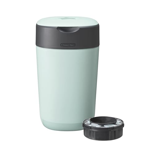 Tommee Tippee Twist and Click Nappy Bin Includes 1x Refill Cassette with Multilayer Antibacterial Film 100 percent Recycled Chassis Green