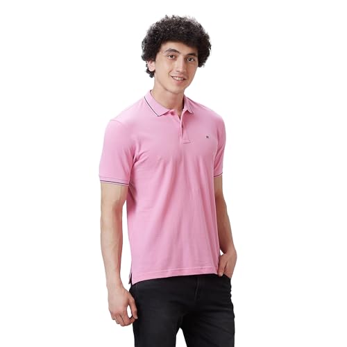 Image of Raymond Contemporary Fit Pure Cotton Solid Pattern Polo Neck Casual T-Shirt