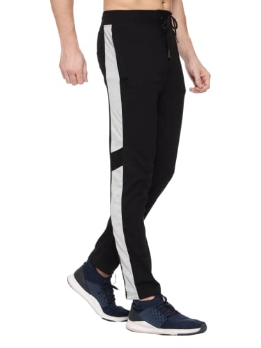 Image of MARK LOUIIS Track Pants for Men: Regular Fit Cotton Blend Lower with 2 Side Zipper Pockets, Back Pocket - Your Go-to for Running, Gym, and Comfortable Style.