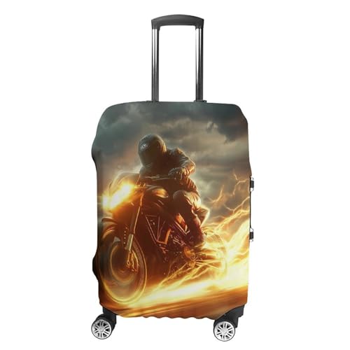 Man Ride A Motorcycle Travel Luggage Cover Suitcase Protector Baggage Covers for Men Women XL