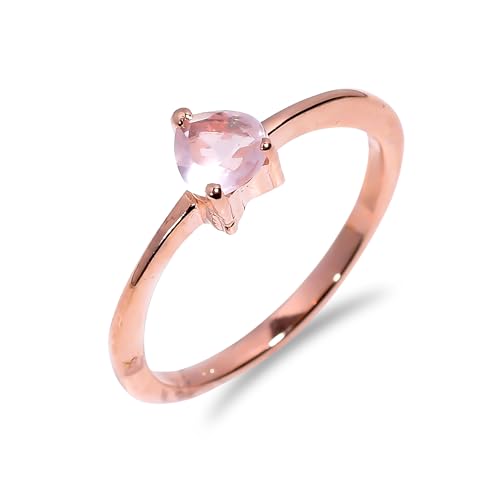 Bague quartz rose naturel alliance mariage en argent sterling pour femme et homme