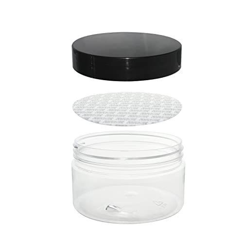 20 Pack 4 OZ Clear Plastic Slime Jars With Lids, A Spatula, A Pen &Labels - Refillable Low Profile Containers/Storage Favor Jars/Travel Jars For Cosmetic, Body Lotions, Sugar Scrubs by ZMYBCPACK3