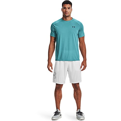 Image of Under Armour Men's Tech GraphicDISC 10 inch Shorts, White (102) /Mod Gray, 3X-Large
