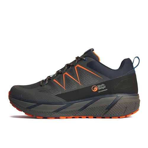 NORTH RIDGE Mens Flux Speed Mid Walking Shoes with High Traction Rubber Sole Waterproof Breathable Durable (Grey UK Footwear Size System Adult Men Numeric Medium 12)