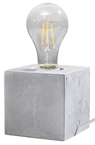 Sollux Lighting ARIZ Lámpara de Escritorio de Hormigón - Luminaria con 1 Fuente de luz E27 - Bombillas no Incluidas - Iluminación Moderna para Interiores - Lámpara Moderna para Salón - 10 x 10 x 10 cm