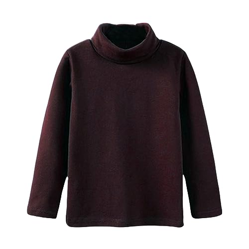 Girls Long Sleeve Soft Knit Mock Slim Fit Pullover Sweater Tee T-Shirt Cotton Blouse Clothes Top for Kids (Coffee, 4-5 Years)