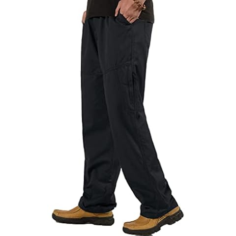 THWEI Mens Cargo Pants Casual Cotton Jogger Sweatpants Elastic Waist Long Trousers, Black, Large Cover