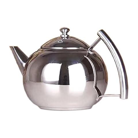 Toolzia Stainless Steel Teapot with Tea Strainer Premium Tea Pot 35oz 1000ml,Silver Cover