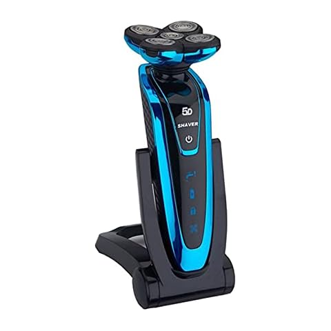 LinMei Electric Shaver 5D Rotary Razor with Pop-up Trimmer LED Display Mens Bald Head Shavers Electric Cordless Rechargeable Mens Shavers Electric Wet and Dry IPX7 Waterproof (Blue) Cover